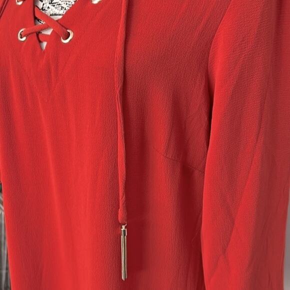 NWT! MSK Long Sleeve Boho Peasant Dress with Lace Up Bodice detail size 10 - Picture 5 of 10